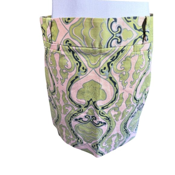 J.Crew Womens Size 4 Green & Pink Brocade Mini Skirt With Side Zipper - Picture 1 of 8